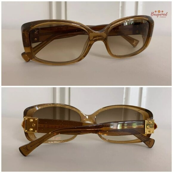 Authentic LOUIS VUITTON Gold Speckling Acetate Frame Soupcon Sunglasses - Z0003W - Picture 13 of 14